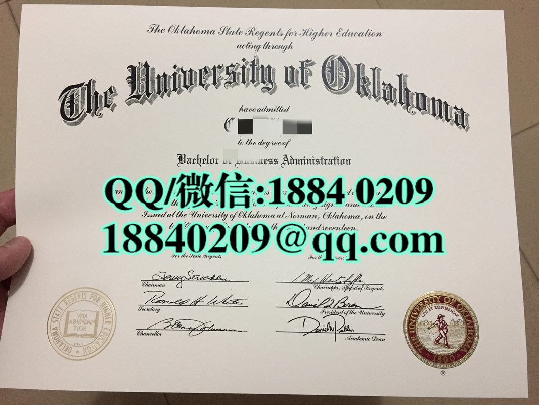 美国俄克拉荷马大学毕业证图片，University of Oklahoma diploma