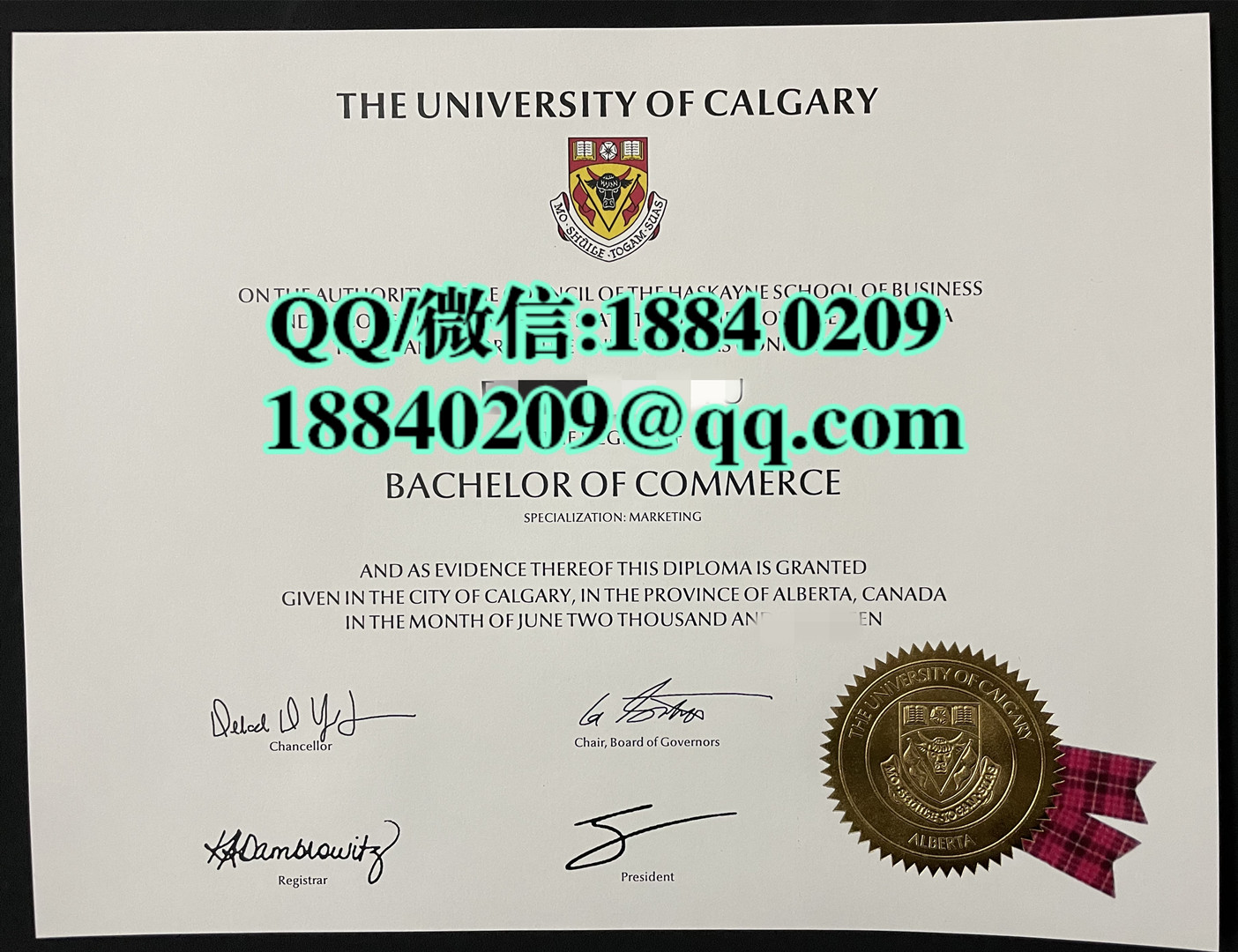 加拿大卡尔加里大学University of Calgary毕业证，University of Calgary diploma