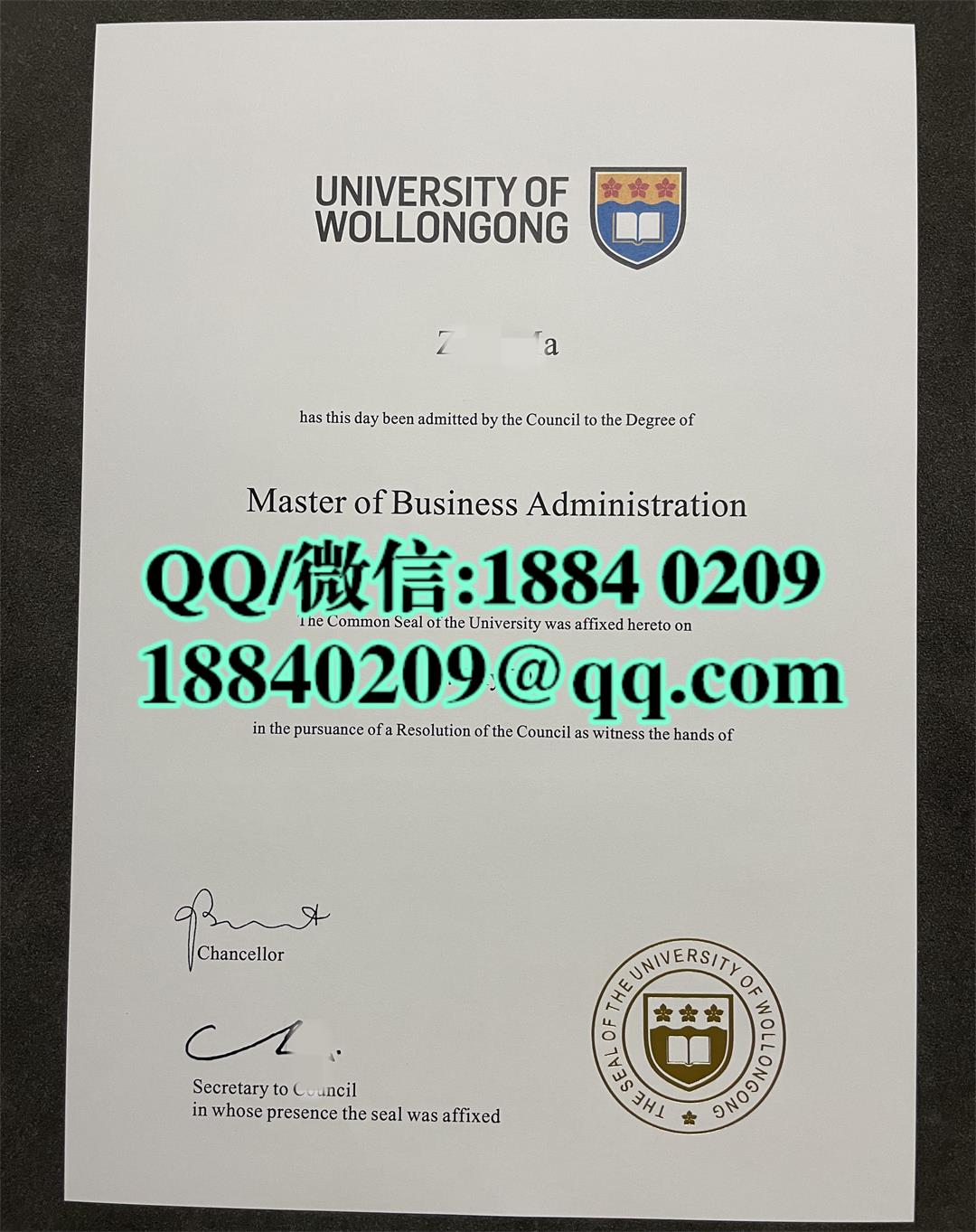 澳洲卧龙岗大学毕业证学位证，伍伦贡大学毕业证University of Wollongong diploma