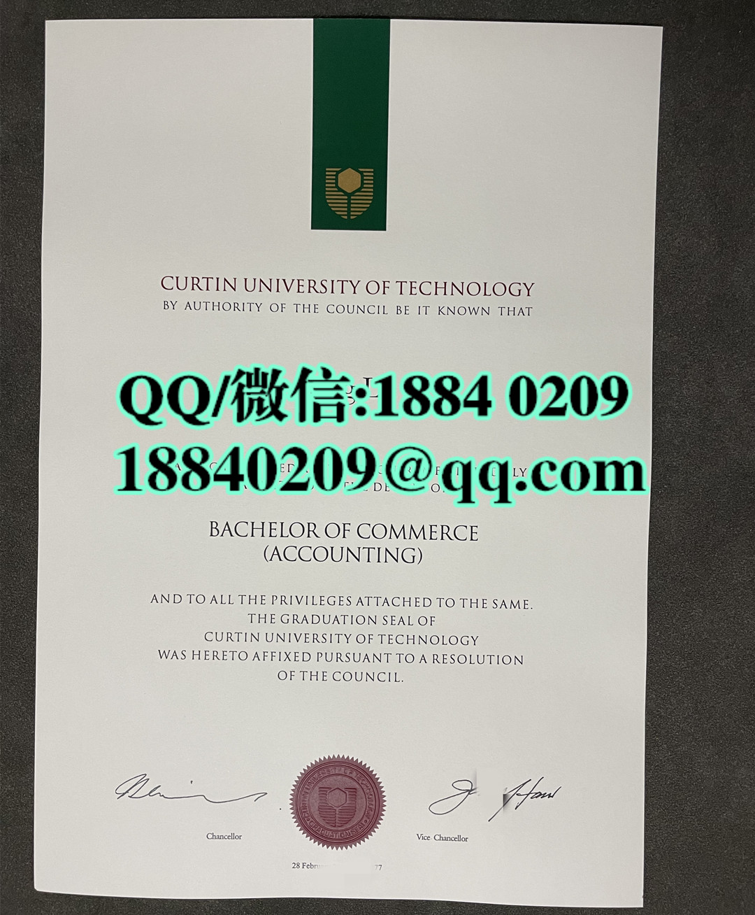 澳洲科廷大学Curtin University毕业证成绩单，Curtin University diploma