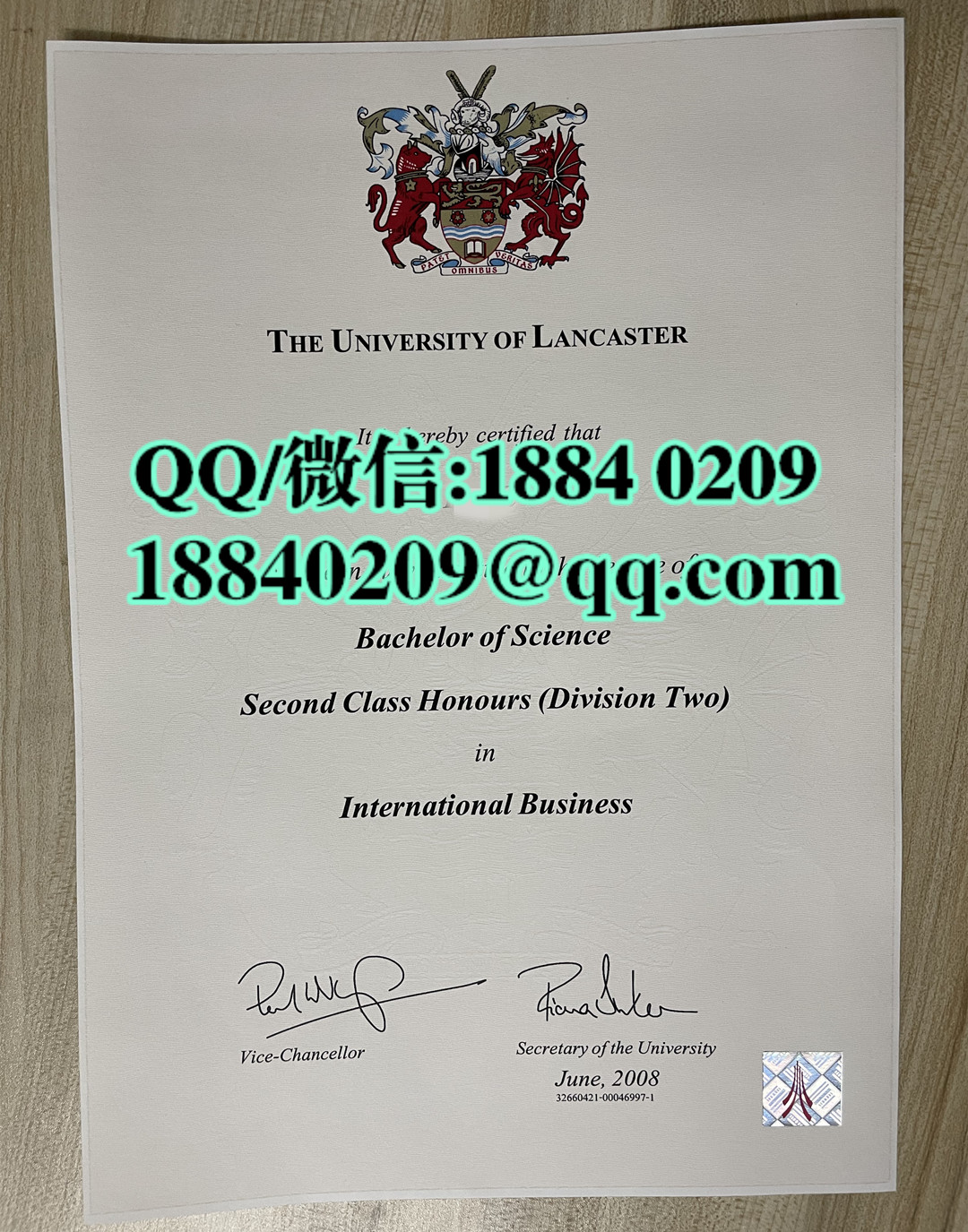 2007年英国兰卡斯特大学lancaster university毕业证，lancaster university degree