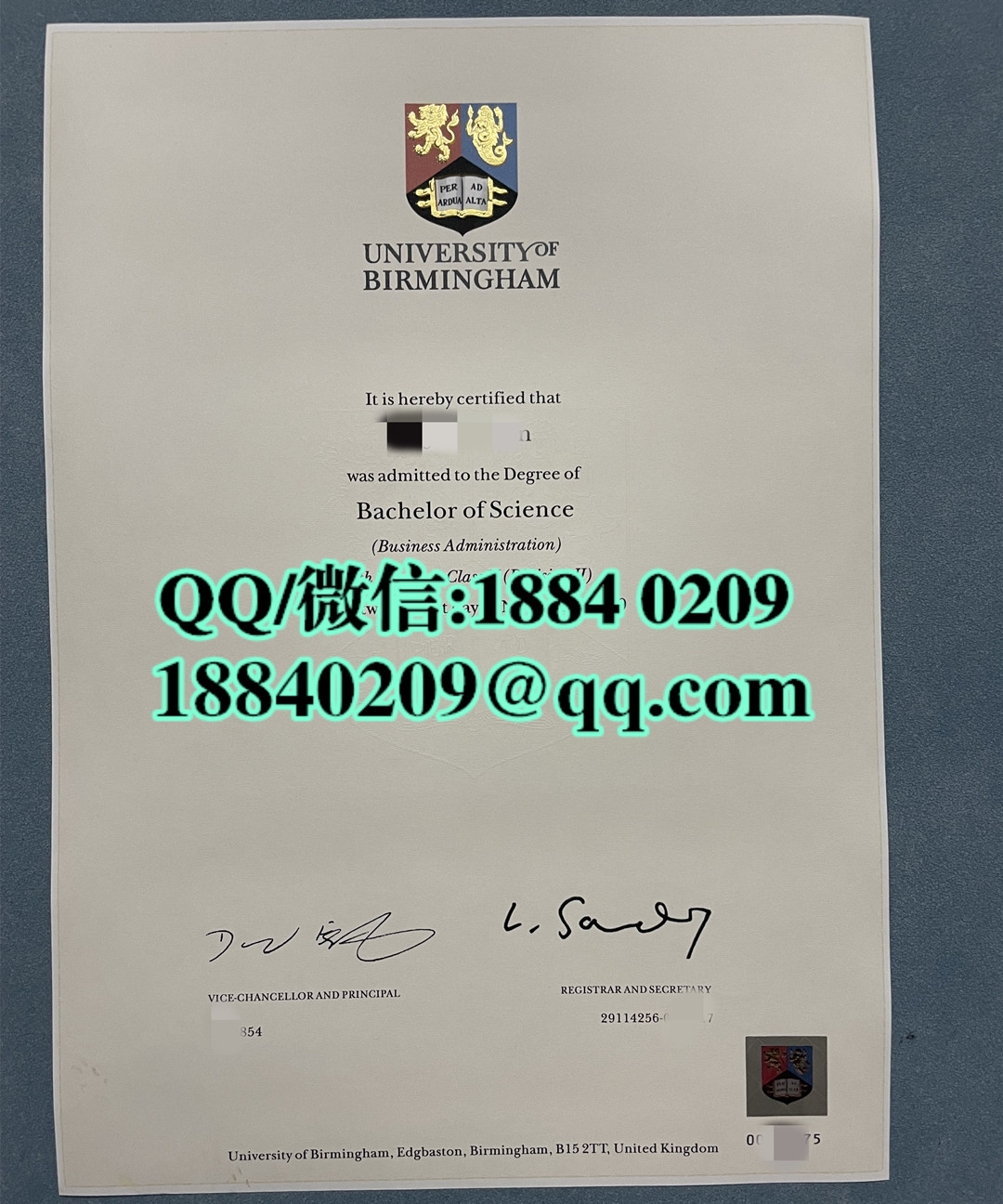 伯明翰大学理学学士毕业证，University of Birmingham BS degree
