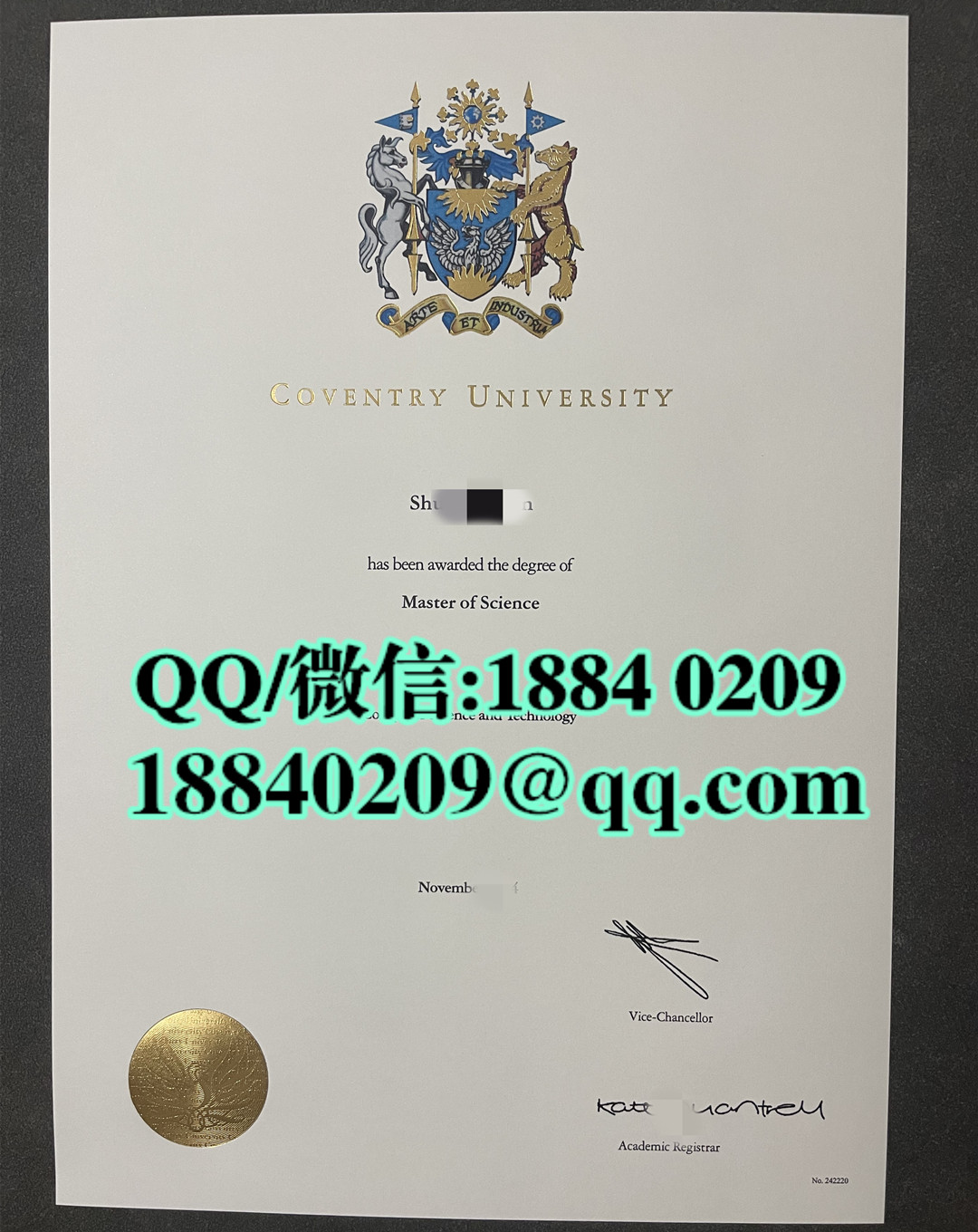 英国考文垂大学硕士毕业证成绩单留才认证，Coventry University degree