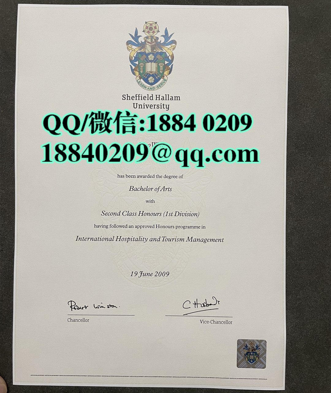 2009年英国谢菲尔德哈勒姆大学毕业证成绩单，sheffield hallam university diploma degree