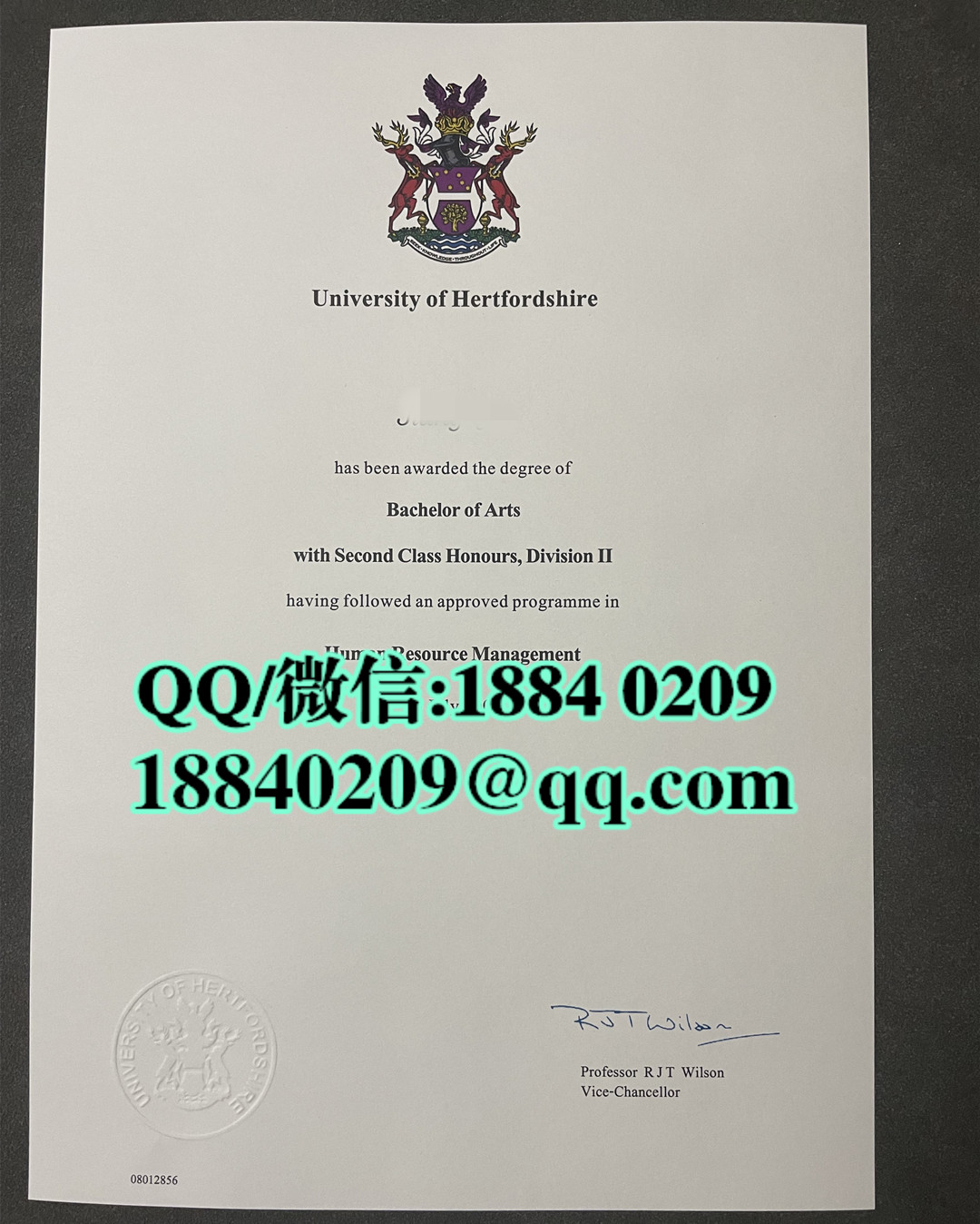 2008年英国赫特福德大学University of Hertfordshire毕业证,University of Hertfordshire diploma