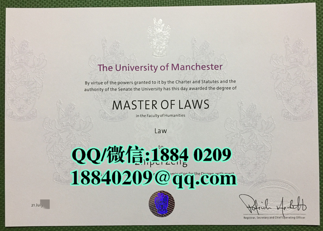 英国曼彻斯特大学法学硕士毕业证，University of Manchester master of laws degree