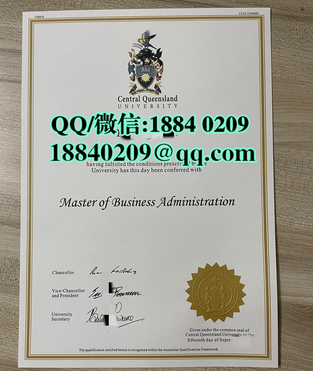 澳洲中央昆士兰大学MBA学位毕业证，Central Queensland University MBA degree