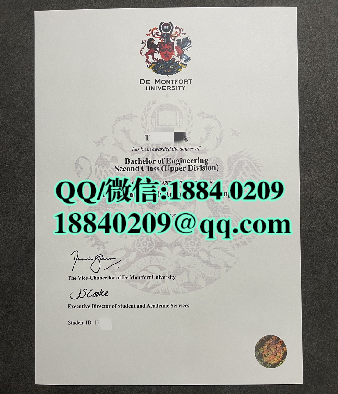 英国德蒙福特大学毕业证成绩单留信网认证，De Montfort University diploma degree