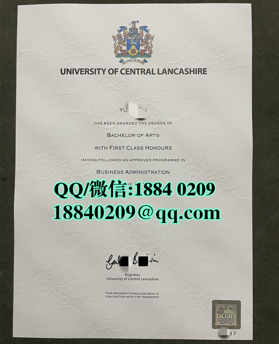 英国中央兰开夏大学毕业证学位证，University of Central Lancashire diploma degree