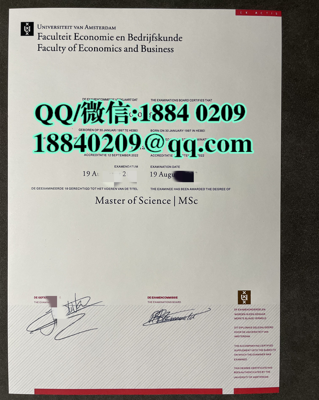 阿姆斯特丹大学universiteit van amsterdam毕业证学位证，University of Amsterdam diploma degree