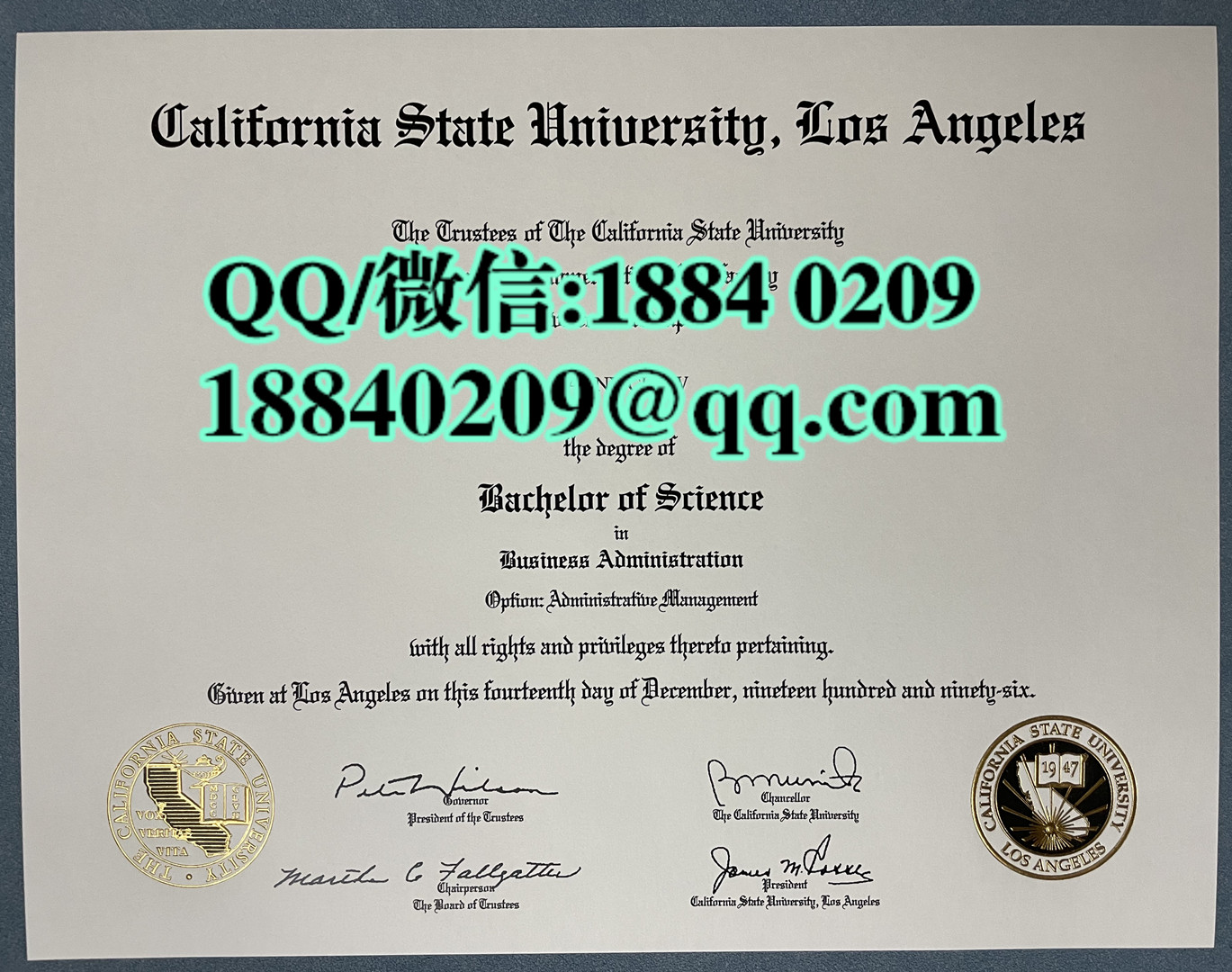 加州州立大学洛杉矶分校毕业证成绩单留才认证，California State University, Los Angeles diploma degree