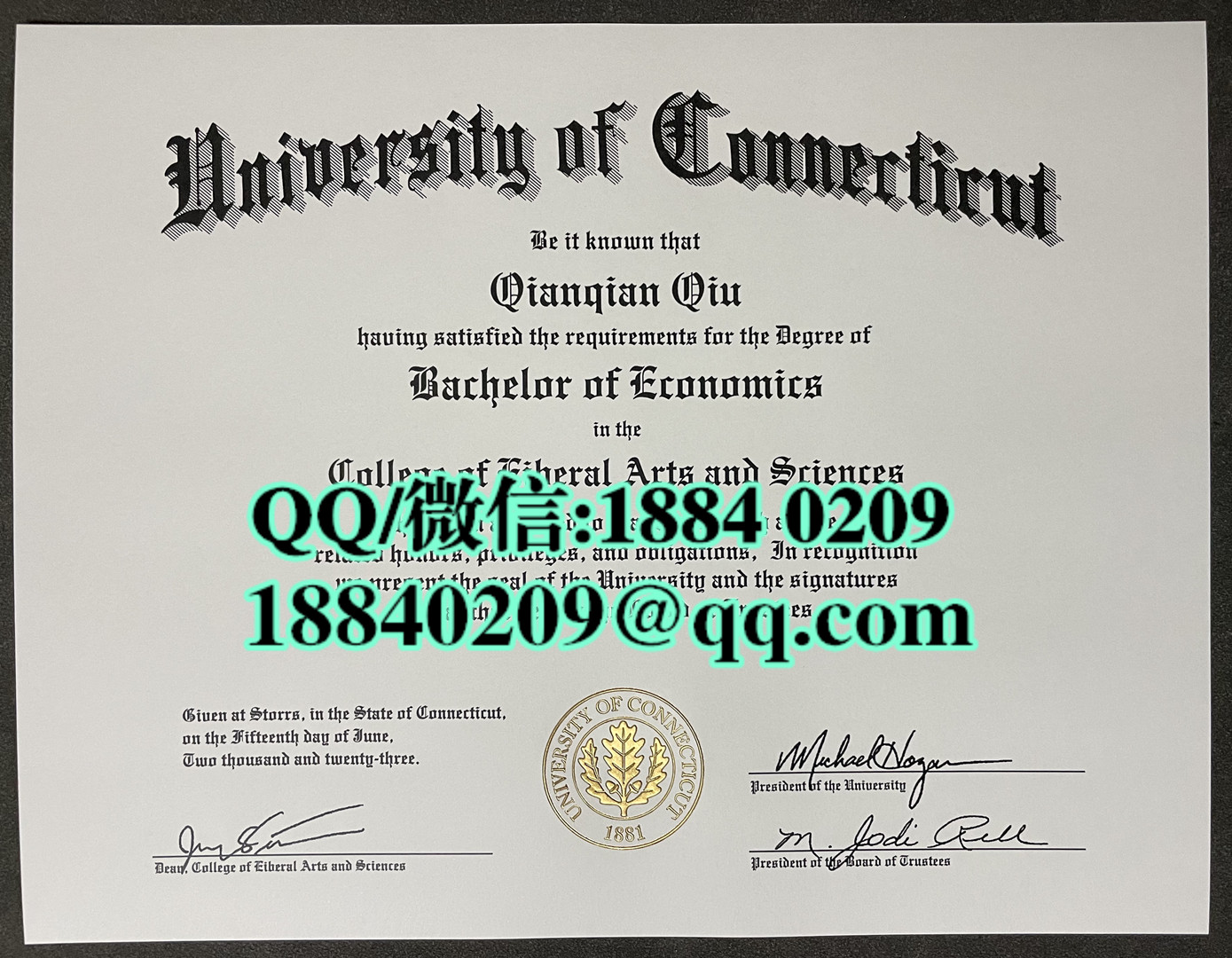 美国康涅狄格大学毕业证成绩单留才认证，University of Connecticut diploma degree