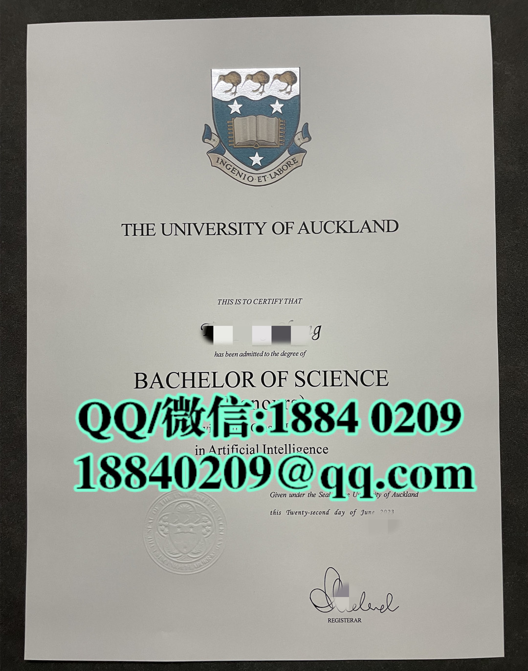 新西兰奥克兰大学毕业证LOGO烫金，University of Auckland diploma degree
