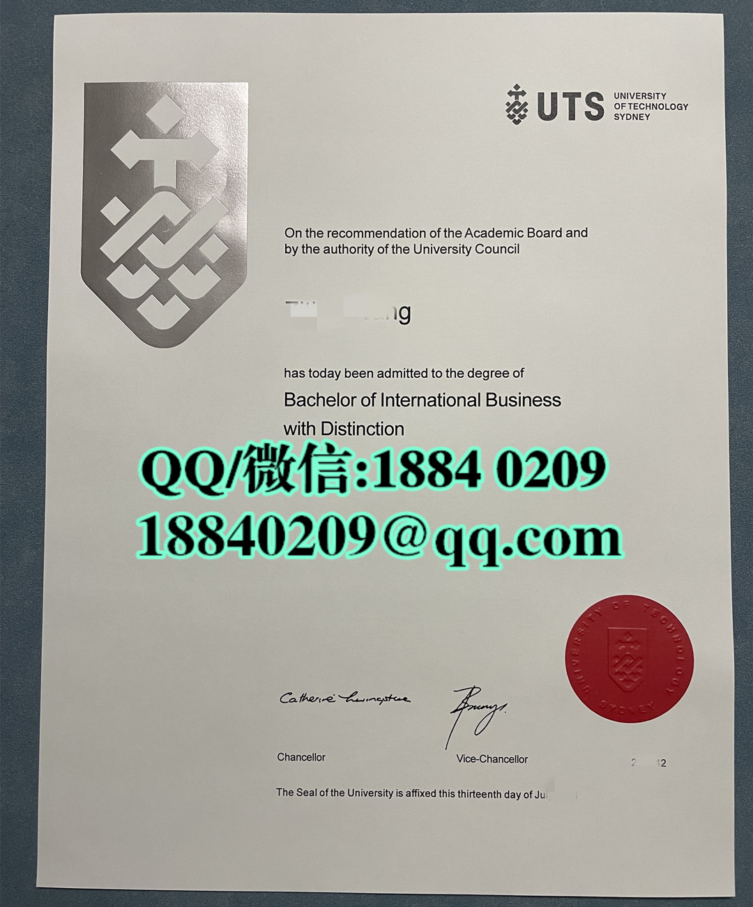 悉尼科技大学商学士学位毕业证，University of Technology Sydney degree bachelor of commerce in Ma