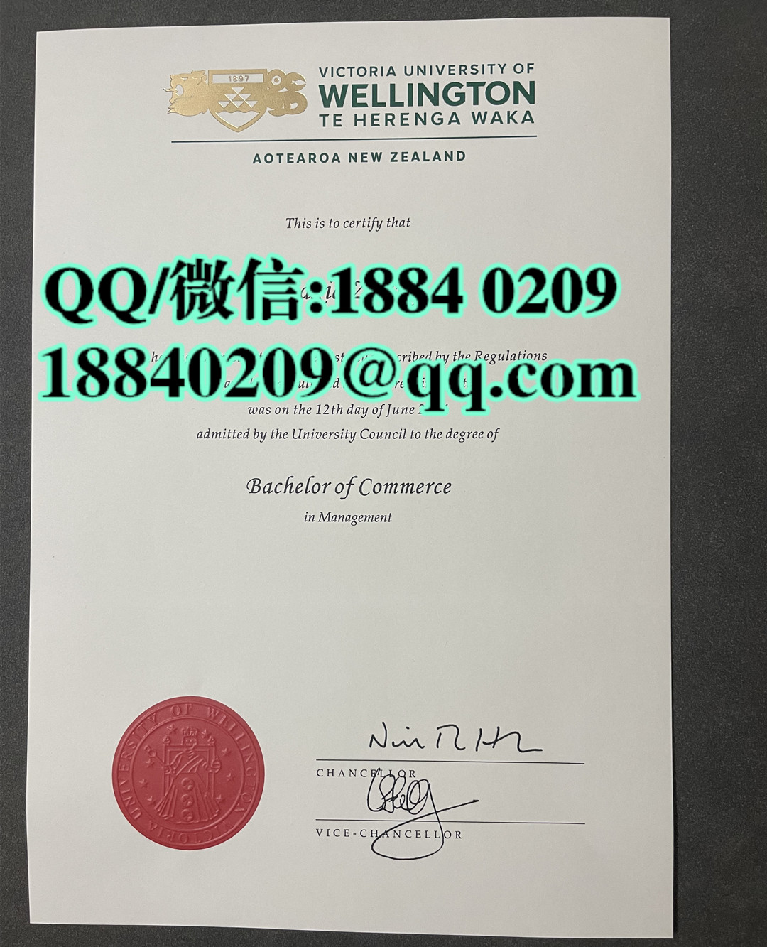 新西兰惠灵顿维多利亚大学毕业证文凭样本，Victoria University of Wellington diploma degree