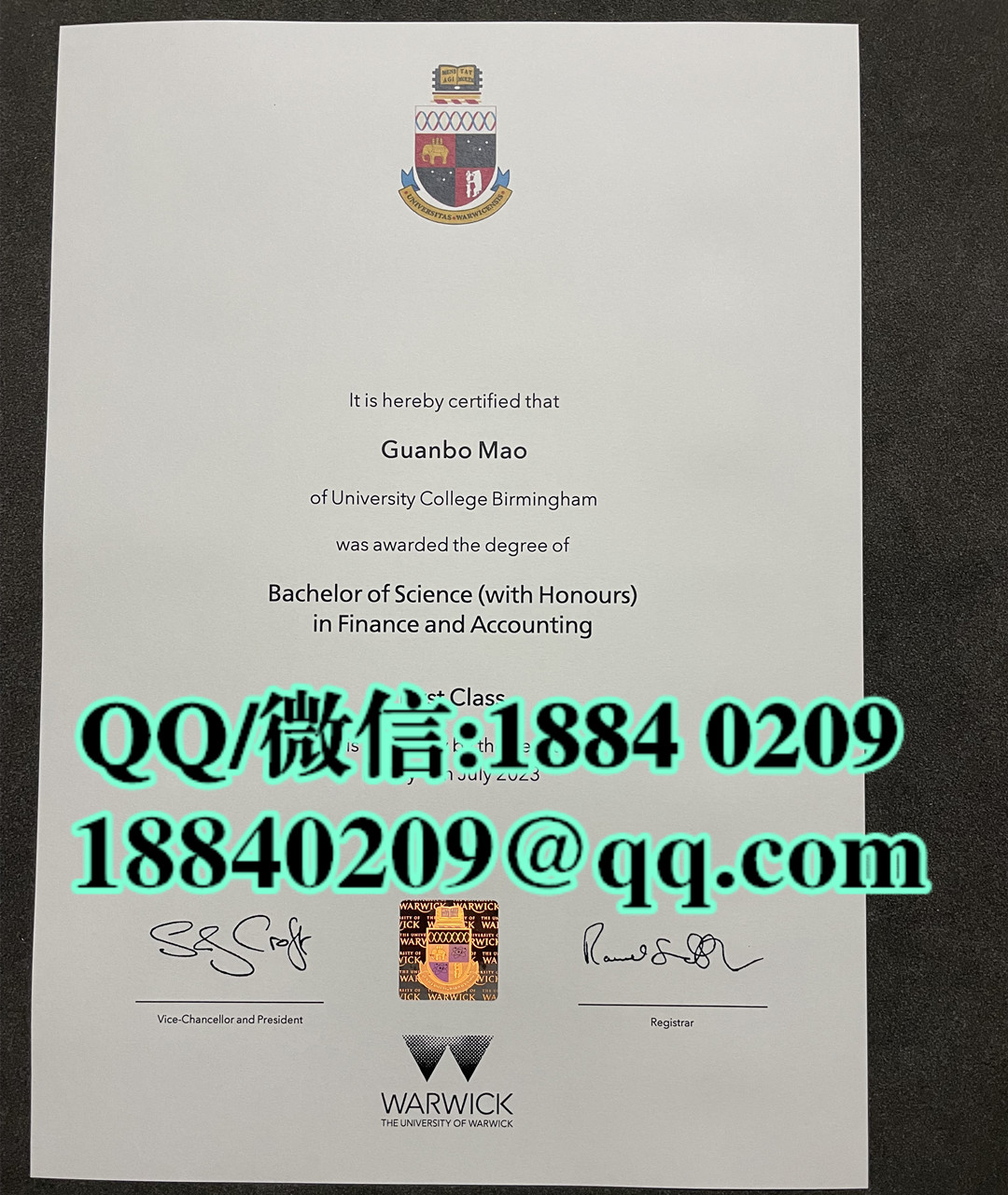 英国华威大学毕业证成绩单留才认证，英国Warwick学位证