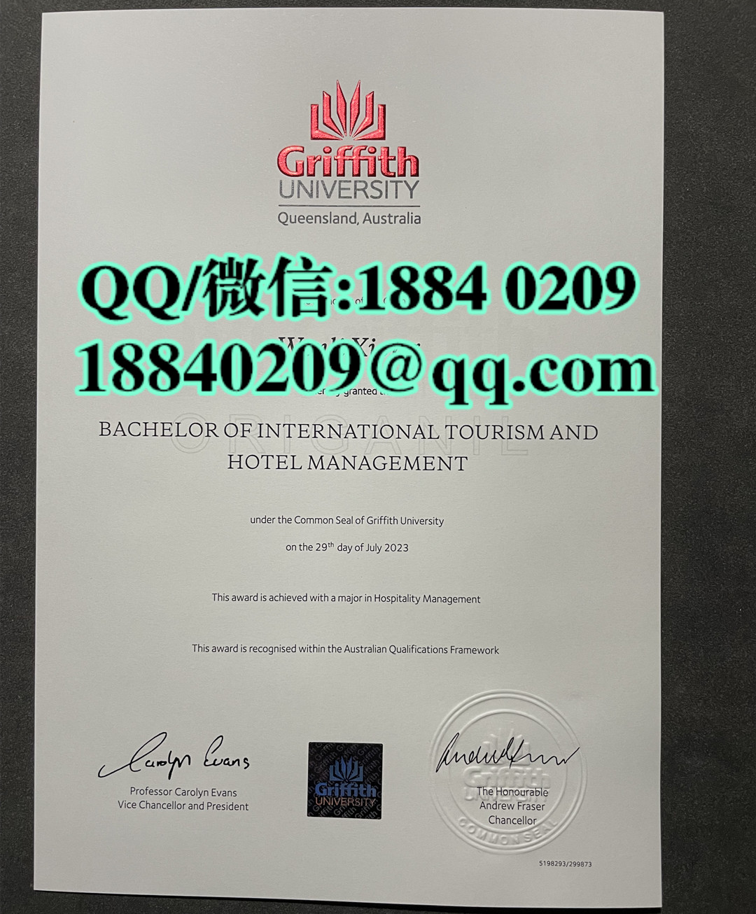 2023年澳洲格里菲斯大学毕业证，Griffith University diploma degree