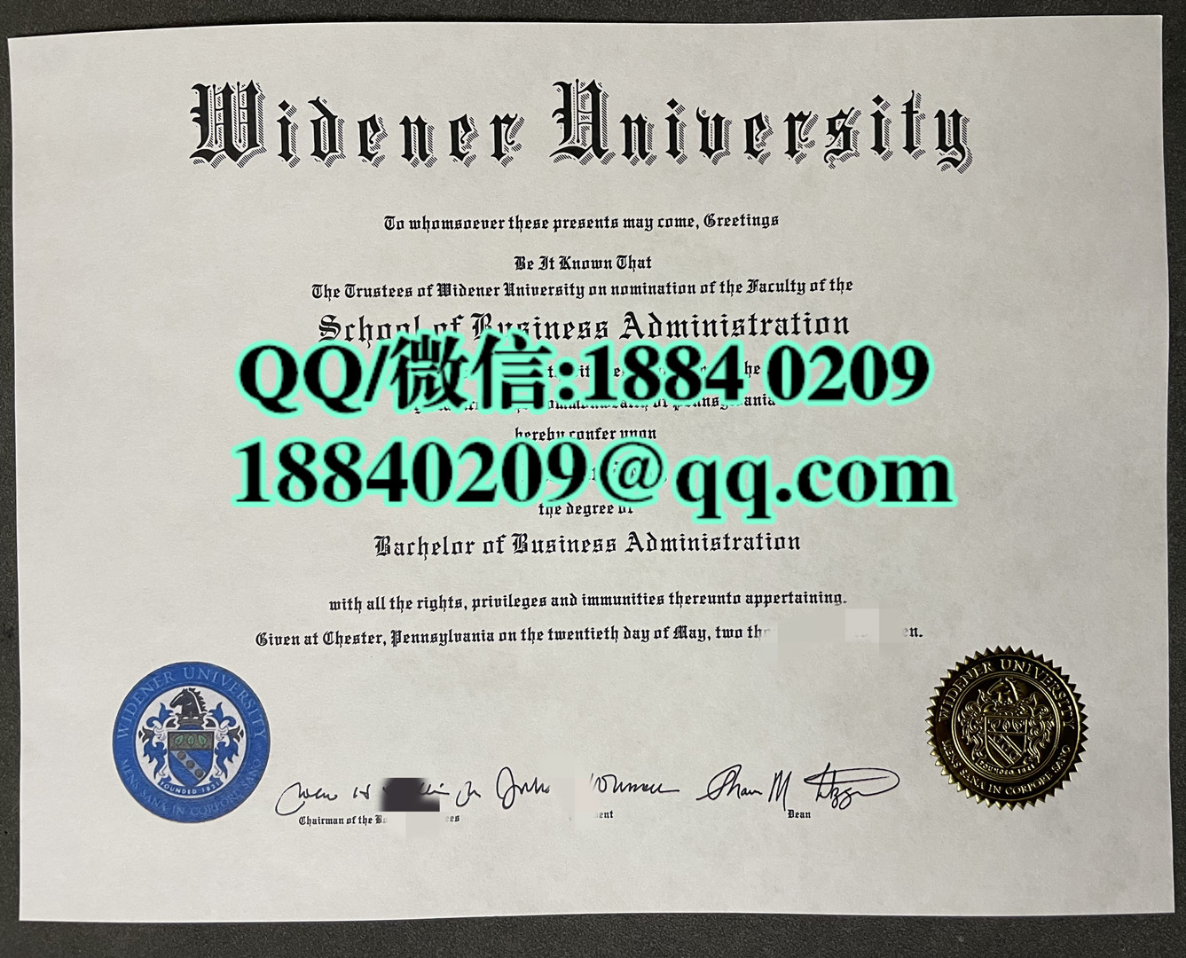 美国威得恩大学毕业证成绩单留才认证，widener university diploma certificate
