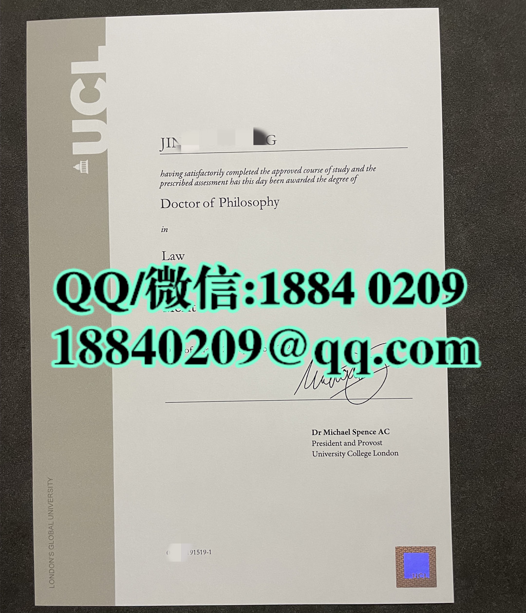 英国UCL大学博士学位证毕业证，University College London Doctor degree
