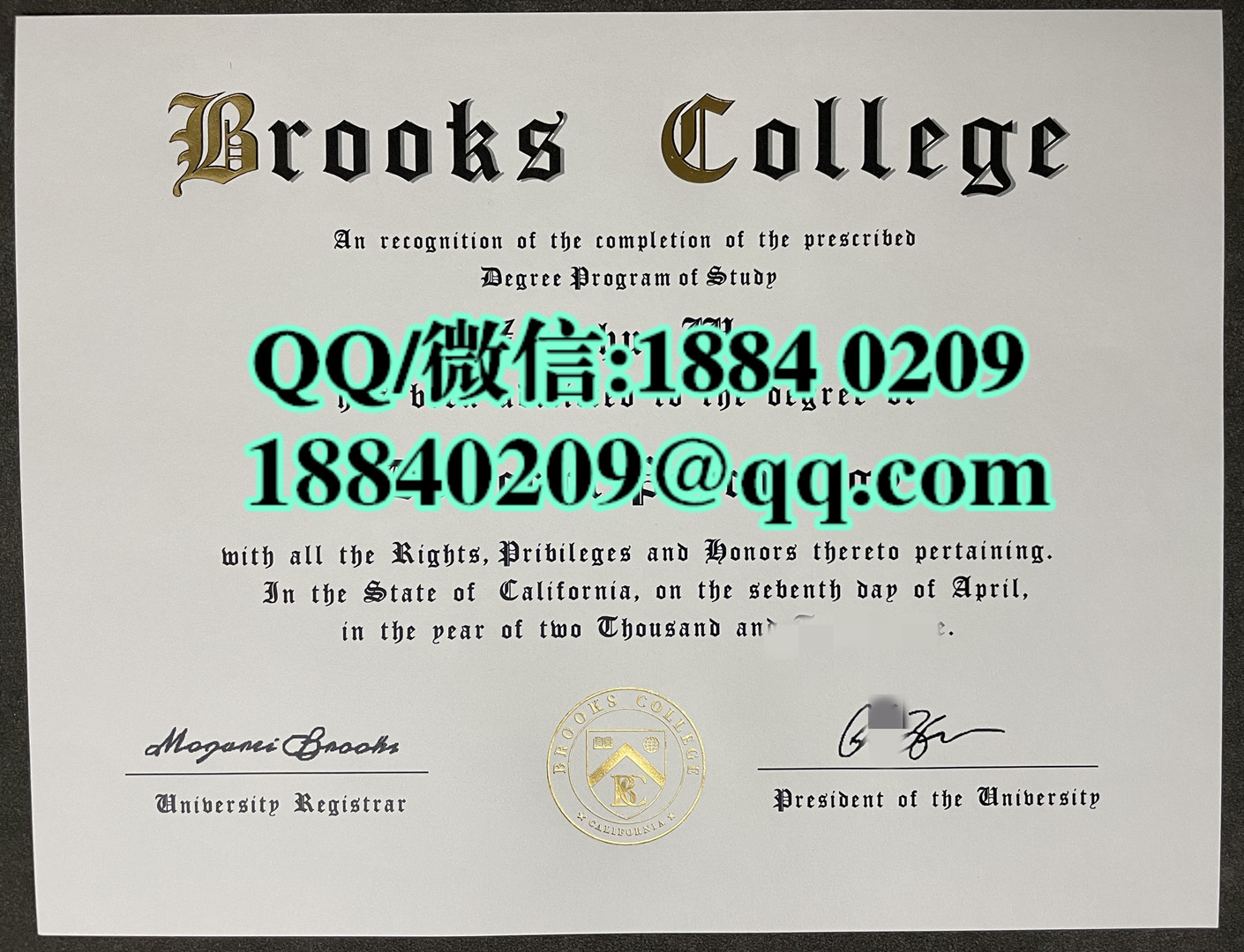 定制美国布鲁克斯学院Brooks college毕业证学位证，Brooks college diploma degree