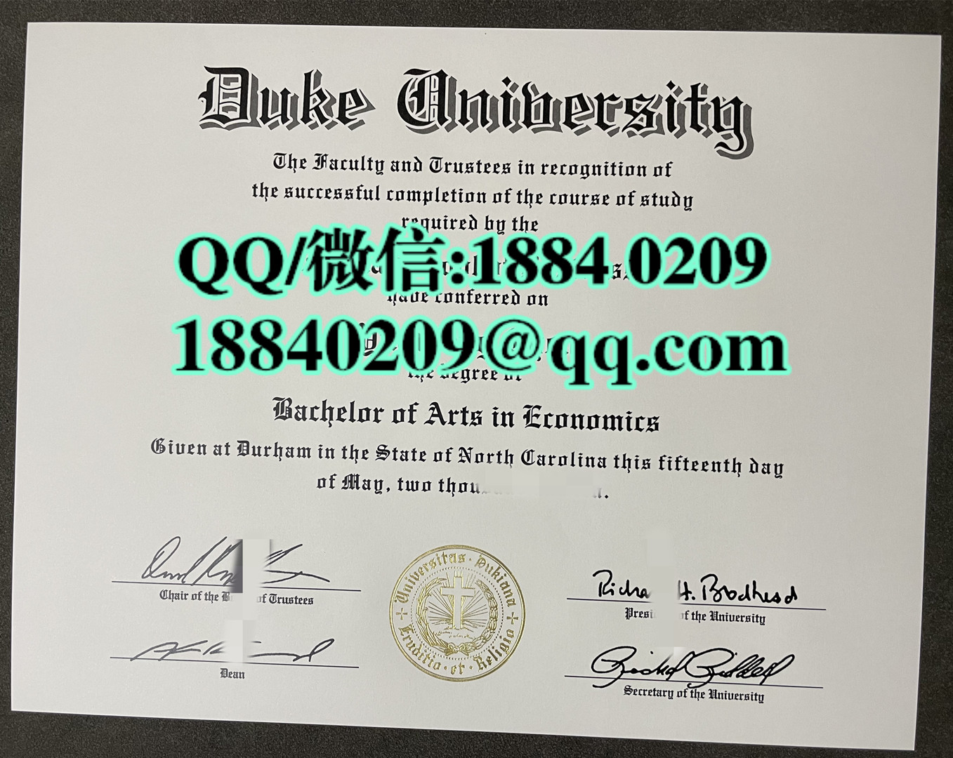 美国杜克大学Duke University毕业证，Duke University diploma