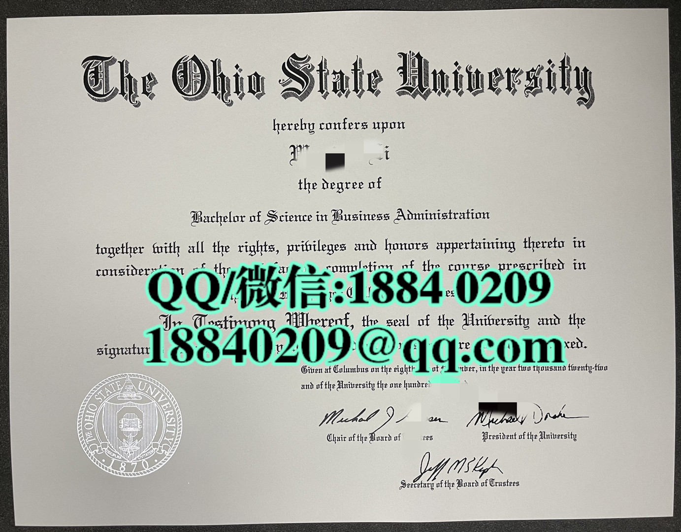 美国俄亥俄州立大学毕业证成绩单留才认证，The Ohio State University diploma degree