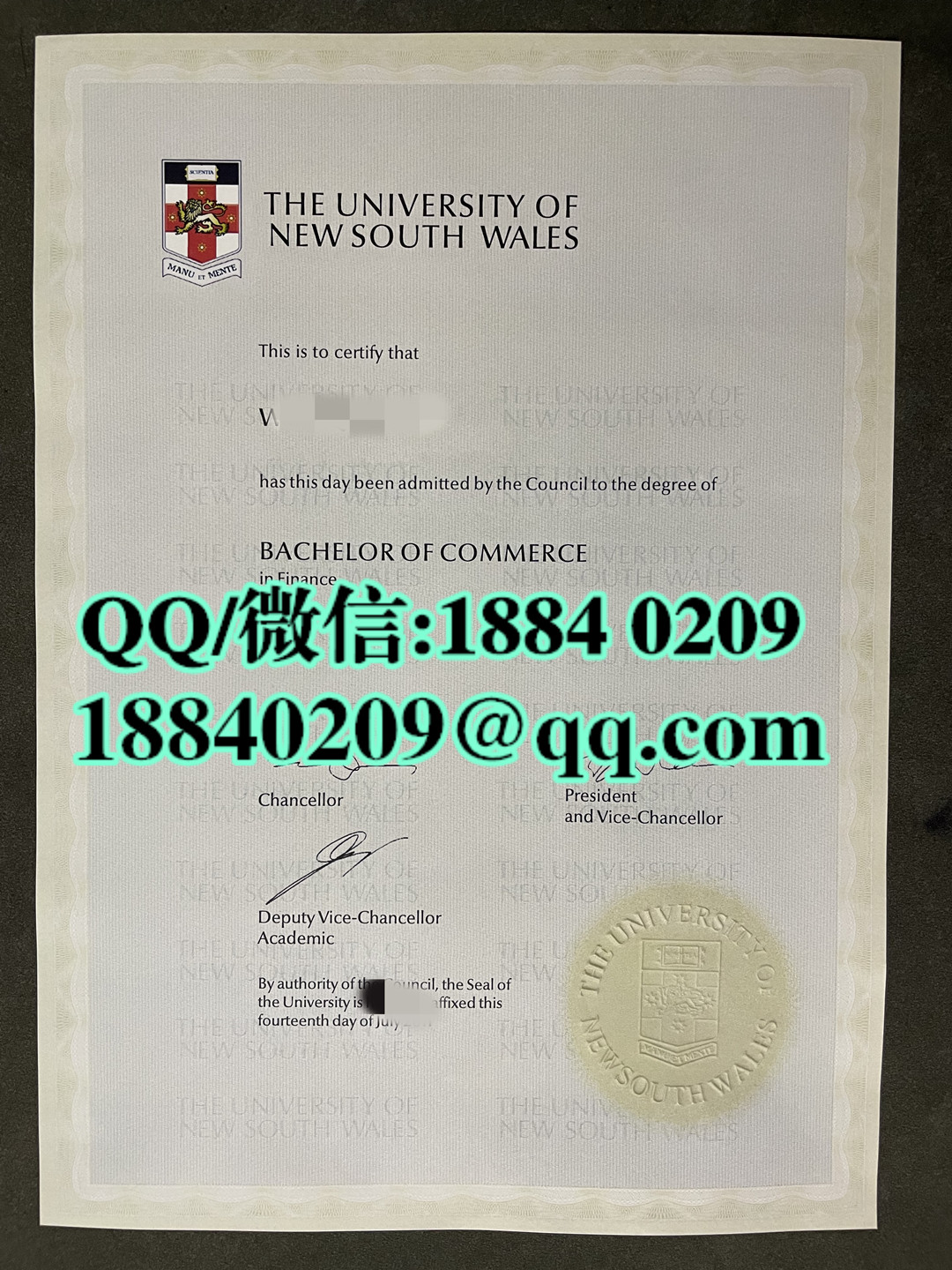 澳洲新南威尔士州大学毕业证案例， University of New South Wales diploma degree