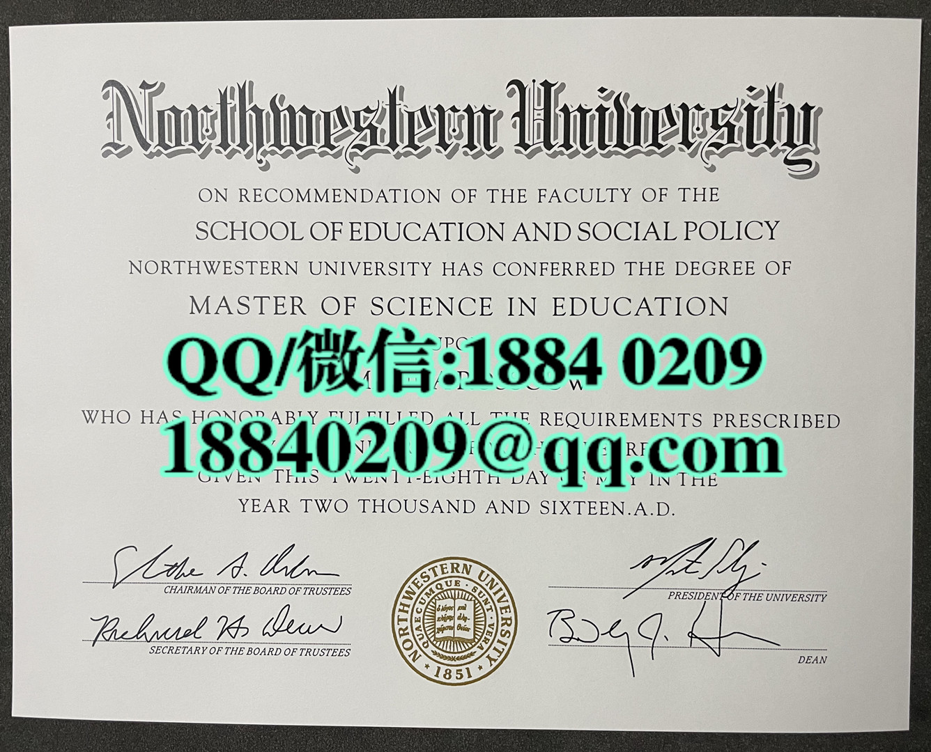 定制美国西北大学毕业证成绩单，Northwestern University diploma degree