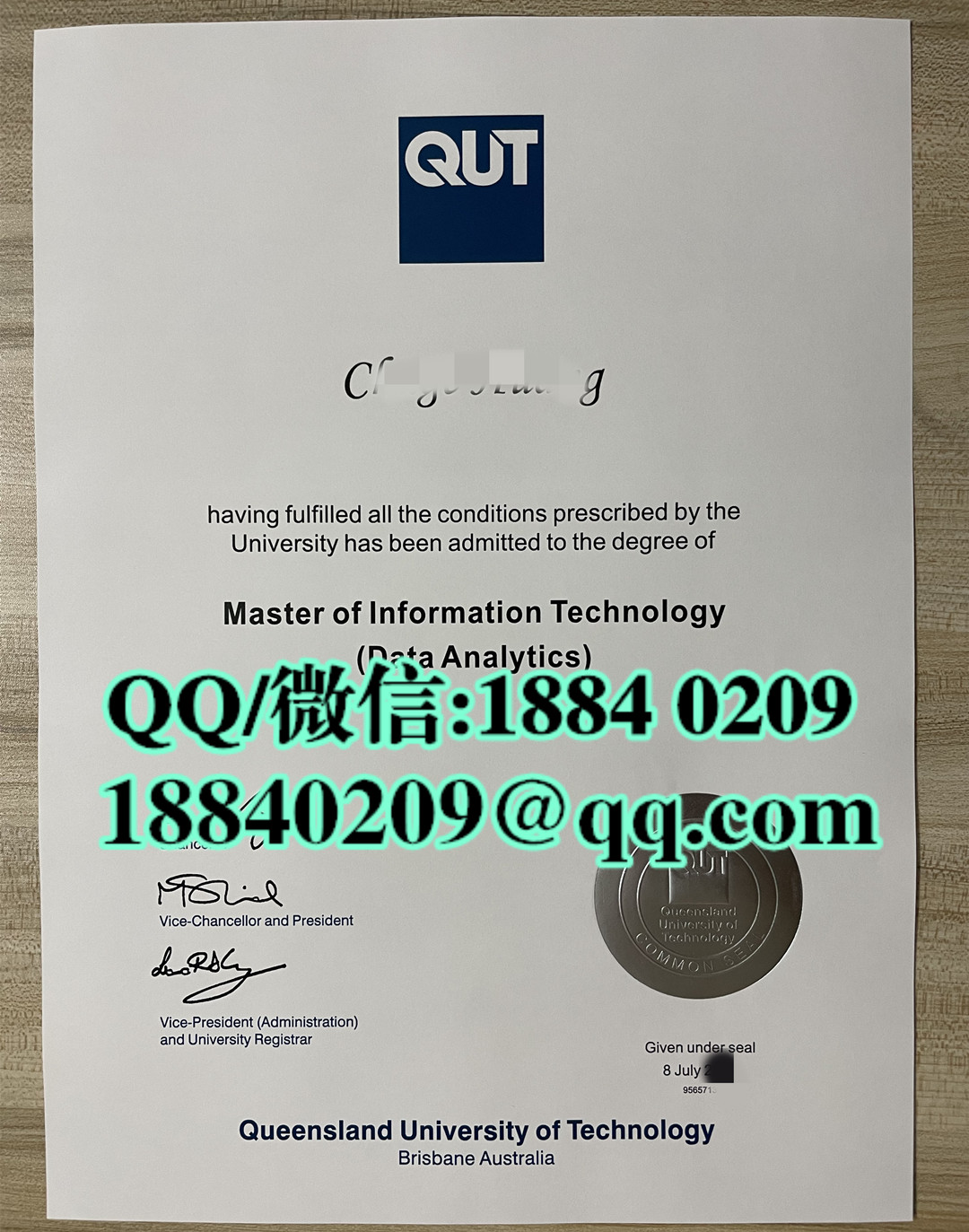 加拿大昆士兰科技大学毕业证学位证，Queensland University of Technology diploma degree