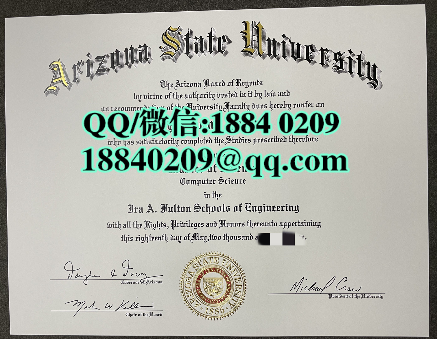 美国亚利桑那州立大学毕业证成绩单，Arizona State University diploma degree