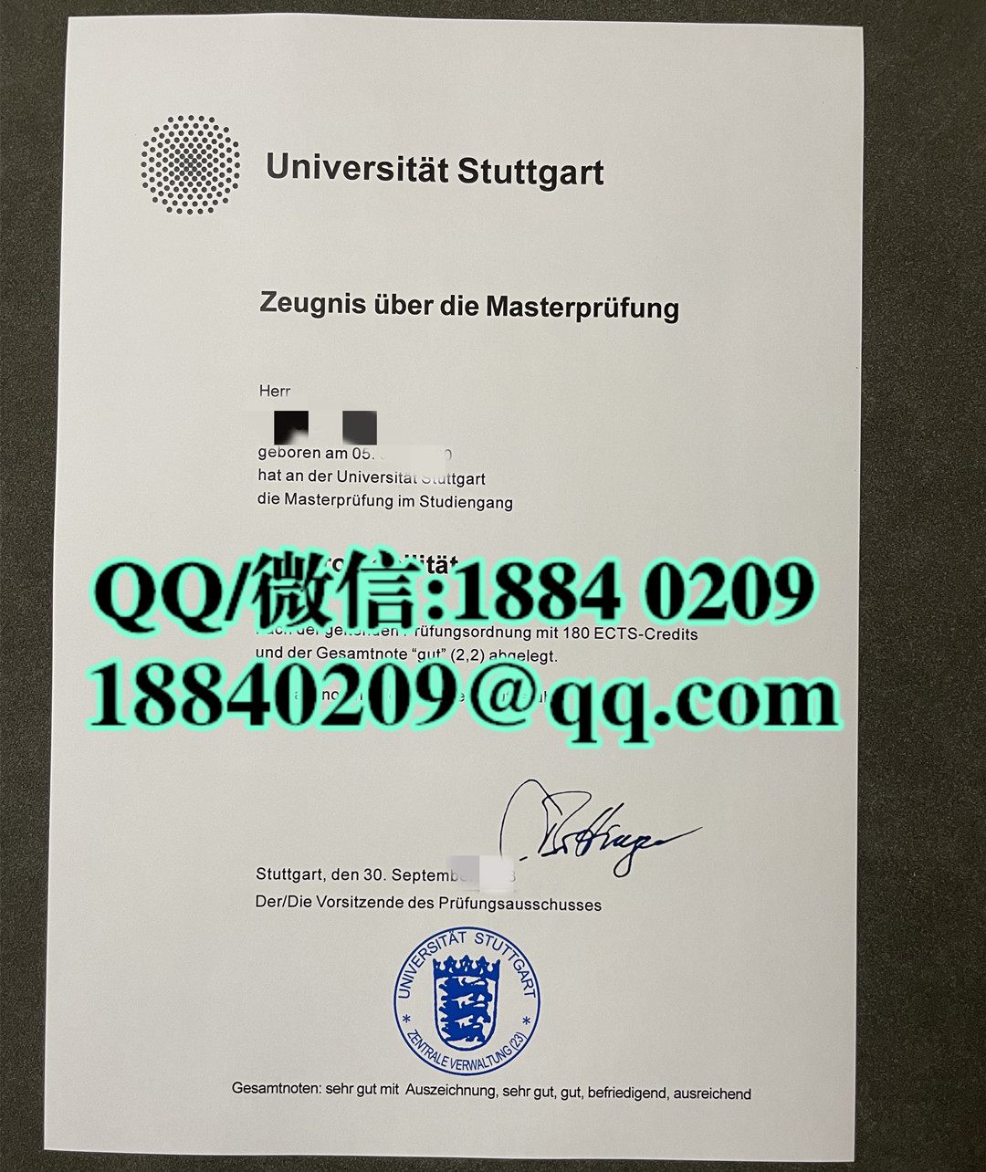 德国斯图加特大学毕业证学位证，University of Stuttgart diploma degree