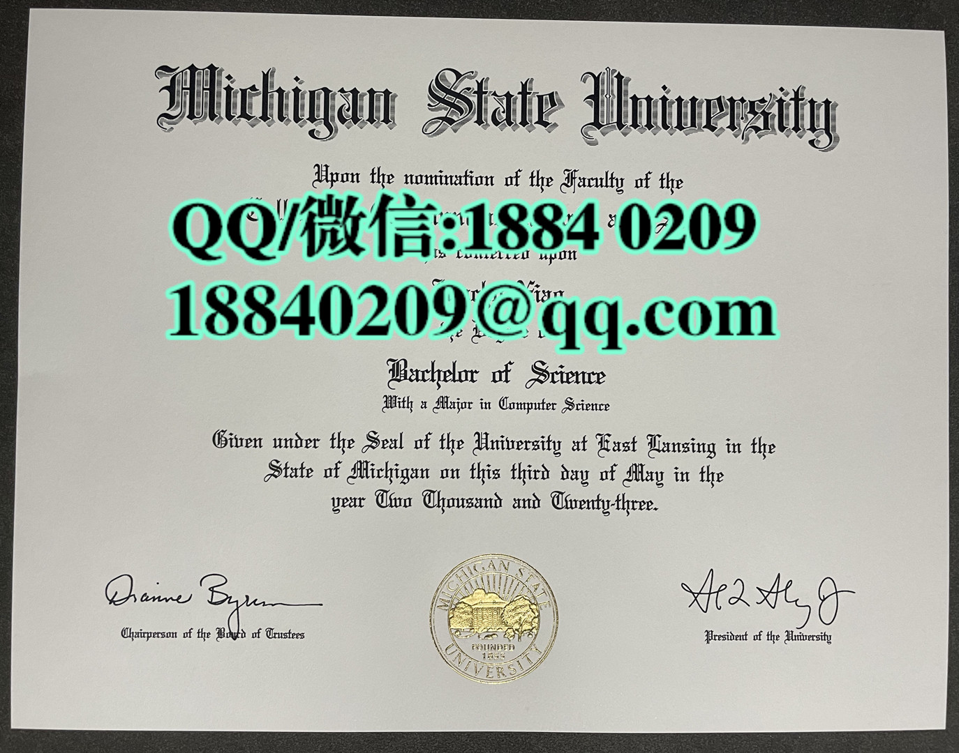 美国美国密歇根州立大学毕业证成绩单留才认证，Michigan State University diploma degree