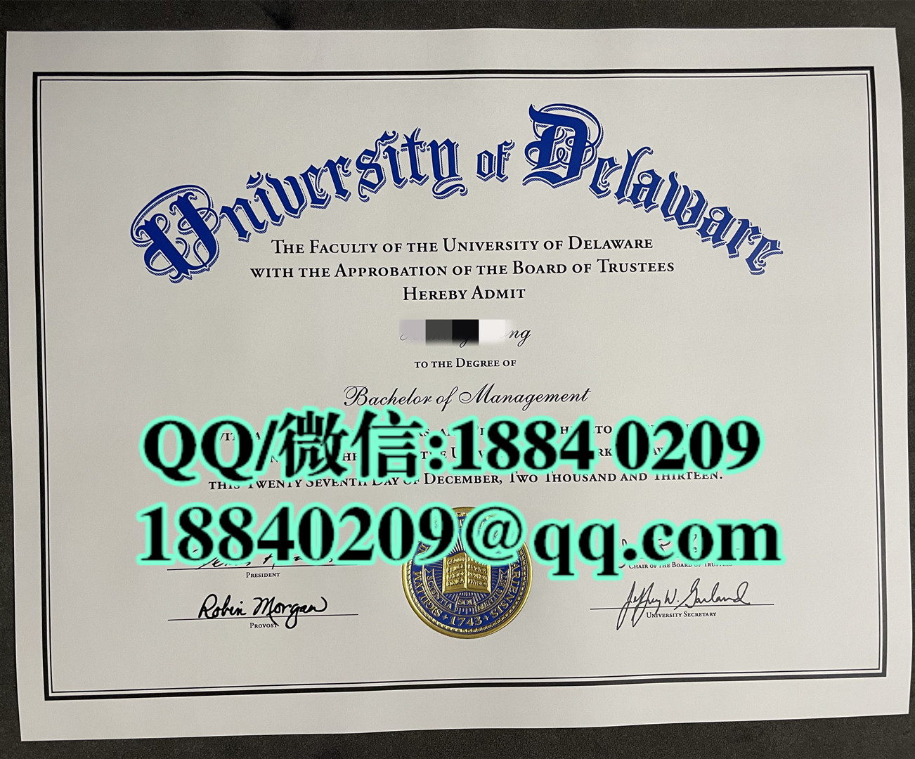 美国特拉华大学毕业证成绩单留才认证，University of Delaware diploma degree