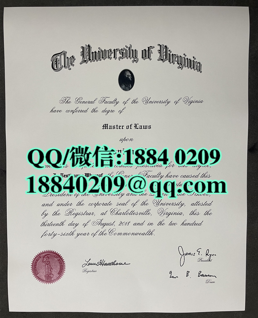 美国弗吉尼亚大学毕业证成绩单留才认证，University of Virginia diploma degree