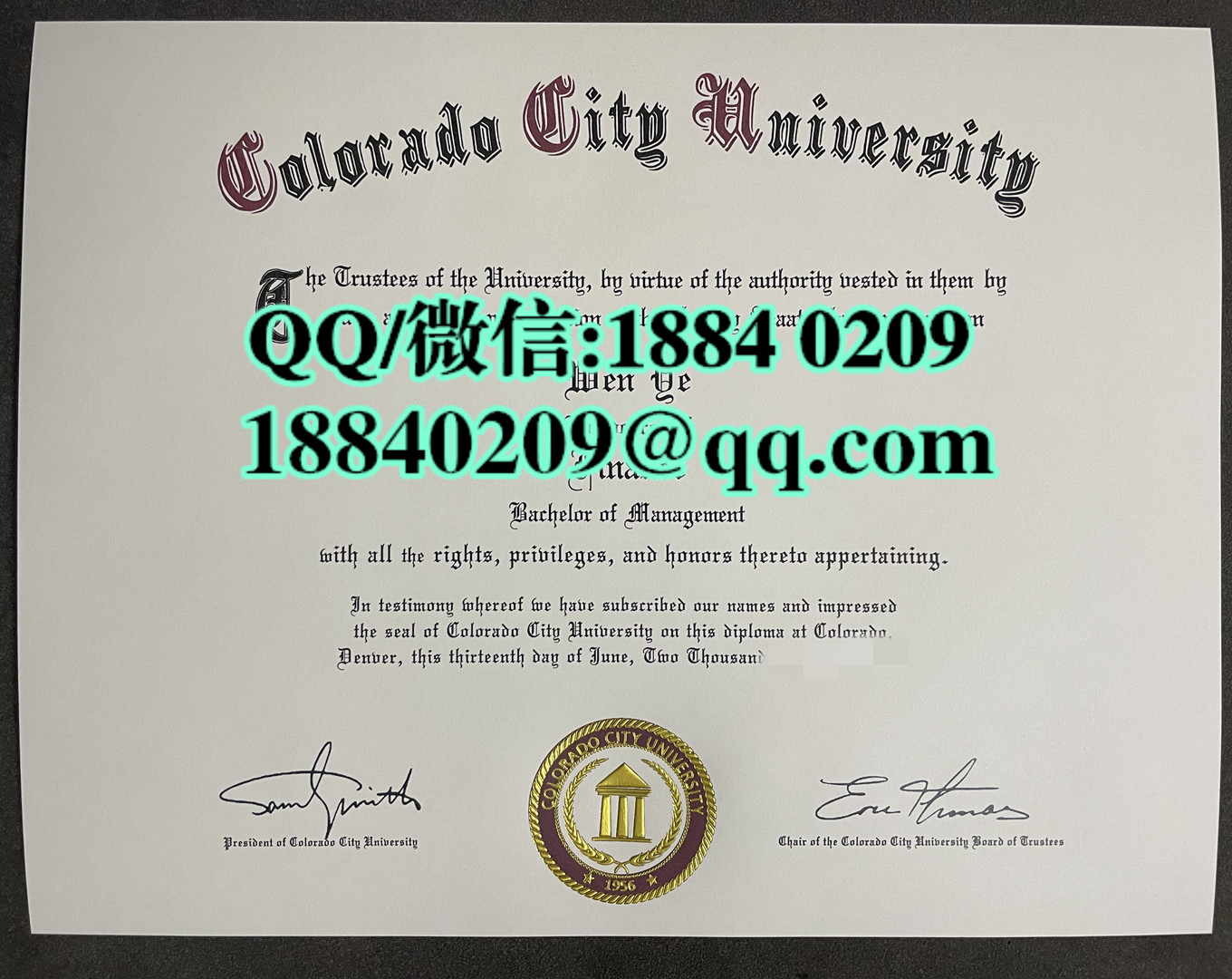 美国科罗拉多城市大学毕业证学位证成绩单，Colorado City University diploma degree