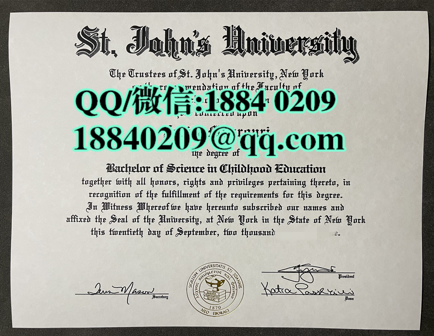 美国圣约翰大学毕业证成绩单留才认证，St. John’s University diploma degree