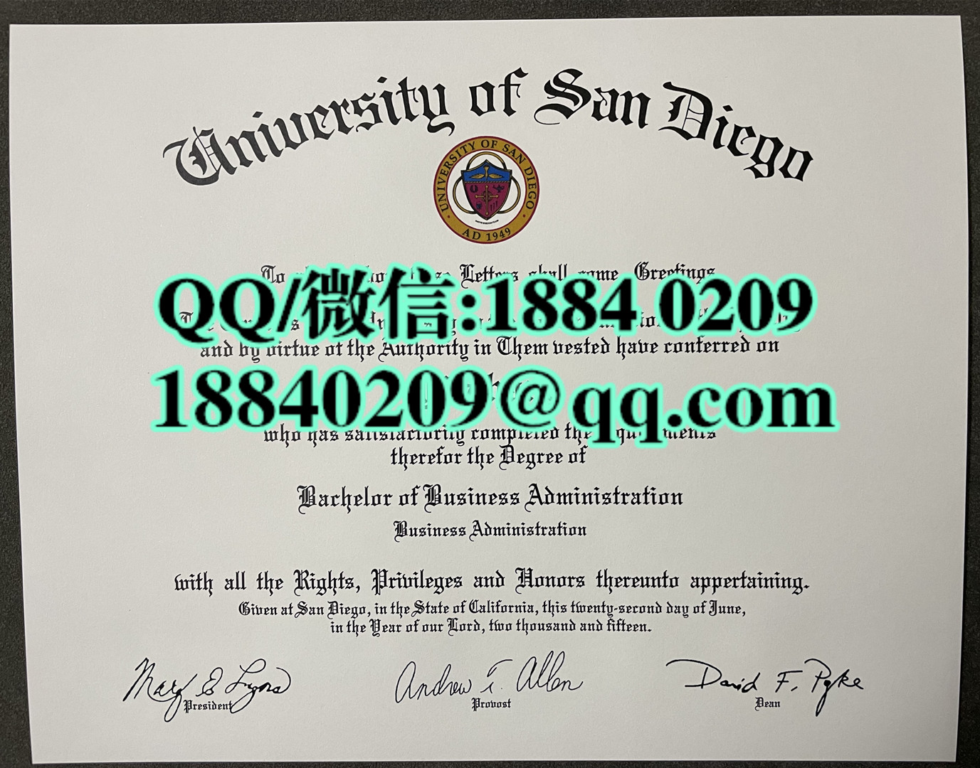 美国圣地亚哥大学毕业证成绩单留才认证，University of San Diego diploma degree